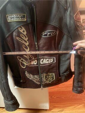 Harley-Davidson Black and Brown Leather Patchwork Women’s Biker Jacket